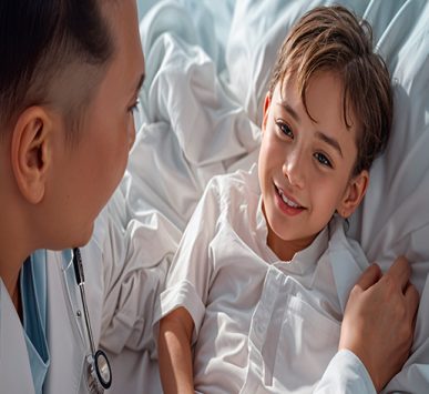 Cirujano pediátrico operando con precisión y cuidado en Moderna Salud. Atención médica infantil especializada y segura